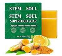 2PCS Stem and Soul Soap - Stem & Soul Turmeric Lemon Soap Bar for Dark Spots,Turmeric Lemon CleansingSoap,Support Nourishes And Clarifies Help Cleaning Facial And Body Skin,Suitable for All Skin Types