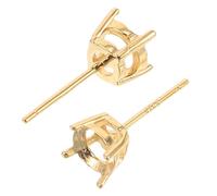2pcs Sterling Silver 4 Claw Earring Setting Golden Pair