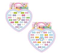 2pcs Stick On Earrings for Girls, 3D Self-Adhesive Glitter Craft Crystal Princess Stickers, Earring Stickers Nail Sticker Art Decal Party Bag Fillers Decor for Kids Girls Birthday Gift DIY Crafting