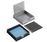 2Pcs Sticky Note Stencil, Sticky Note Holder with Line Stencil, Plastic Memo Pad Organizer, Notes Stencils Template for Office Home School Use(Black+Gray)