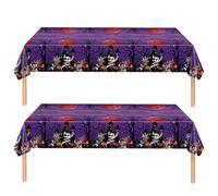 2pcs Stitch Halloween Table Cloth Party,137*274cm Large Plastic Halloween Tablecloths Stitch Pumpkin Purple Dinner Tablecover for Kids Halloween Party Table Decorations,Halloween Decor Tablecloth