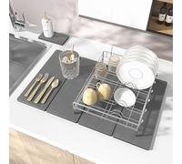 2PCS Stone Drying Mat for Kitchen Counter, Stone Dish Drying Mat - Diatomite Water Absorbing Drying Stone for Kitchen Counter Mat, Quick Dry Stone Mat Kitchen for Cups Dishes Bottles.