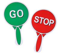 2PCS Stop and Go Sign with Handle,Double Sided Stop & Go Sign for Teaching Traffic Safety