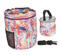 2Pcs Storage Bag Set, Cylinder Shape Oxford Cloth Bag with Multi - Pocket Design, Printed High Capacity Sewing Bag for Yarn Balls and Craft Supplies, Dust - Proof Durabl (orange leaves)
