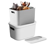 2PCS Storage Boxes with Lids 6L Plastic Storage Box for Shelves Toy Box Organiser with Handles for Desktop Closet Kitchen Bathroom Organiser, Bathroom Storage Box