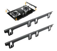 2Pcs Stove Gap Filler,Stove Gap Covers Stainless Steel,Adjustable Length 13.8'' to 27.5'',Gas Stove Side Gap Protector,Stove Gap Guards Range Trim Kit,for Stove Countertop(Black)