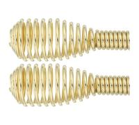 2pcs Stove Spring Tower Pull with Spiral Coil and Ergonomic Grip | Heat-dissipating Coiled Structure, Polished Golden Finish, Suitable for Wood Stoves and Grill Lids, for DIY Repairs