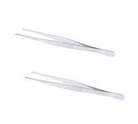 2PCS Straight Blunt Tweezer, 8" Stainless Steel Tweezers with Non-Slip Serrated Tip, Tweezers Set for Surgical Aquatic Daily Laboratory DIY Crafting