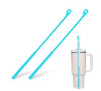 2Pcs Straw Cleaner Brush, 9.5in Extra Long Straw Cleaner, Reusable Straw Cleaners for Crevice Pipe Tube Metal, Glass, Bendable Travel Drinking Bottle (Blue)