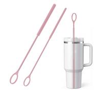 2PCS Straw Cleaner Brush for Stanley, Silicone Reusable Straw Pink Cleaning Brushes Non-Slip Reusable Straws, Water Bottles & Baby Bottles, 6mm+9mm Eco-Friendly Cleaning Tools