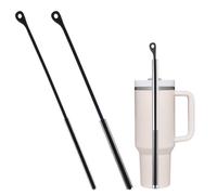 2pcs Straw Cleaner Brush, Silicone Cleaning Brushes Extra Long Straw Cleaner Brush for Stanley Metal Glass Straws (Black)