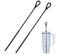 2Pcs Straw Cleaners Set,9.84in Silicone Straw Cleaner Brush,Bendable Reusable Straw Cleaning Brush For Stanley Cup, Metal/Glass/Plastic Straws, Travel Bottles, Lids & Mouthed Pots (Black)