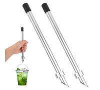 2pcs Straw Puncher for Plastic Lids, Stainless Steel Straw Hole Puncher Punching Tools for Lemonade Stand Supplies Deli Container Cafe Drinks