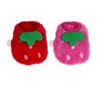2PCS Strawberry Guinea Pig Clothes Small Pet Winter Plush Warm Apparel Costumes Soft Coats for Rabbits Ferrets Chinchillas Kittens 3XS