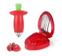 2Pcs Strawberry Huller and Strawberry Cutter, Strawberry Slicer, Strawberry Fruit Cutter, Cherry Fruit Vegetable Strawberry Stem and Leaf Remover, for Jam Making and Baking