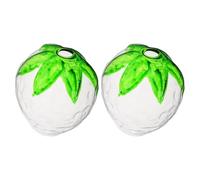 2pcs Strawberry Shaped Glass Drinking Cup for Hawaiian Summer Parties | Cute Fruit Design, Reusable Glassware for Mocktails, Beverages, Guests, Hosts, Bar Cart Display