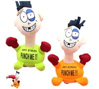 2PCS Stress Relief Toy Soft Funny Punch Me Screaming Doll with Suction Cups Battery Operated Stress Toys 9.1x4.7 Inch