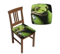 2PCS Stretch Seat Covers Set, cute green tree python Chair Covers for Dining Room, Square Chair Seat Slipcovers with Ties, Removable Washable Dining Chair Protector Seat Cover for Kitchen Office