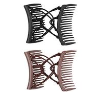 2pcs Stretchy Double Comb Hair Clip Adjustable Elastic Hair Comb No Crease Curly Thick Wavy Hair Ponytail Hair Accessories for Women