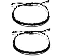 2PCS String Bracelets for Women Men Boys s, Handmade Red Black Buddhist Tibetan Woven Rope Bracelet for Protection and Luck Friendship Bracelet