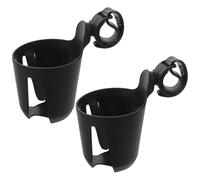 2pcs Stroller Cup Holder Attachment for Wagon and Wheelchair Black | PP Build, Tool Free Installation, Spill Proof Support, Park Strolls and Local Use