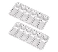 2pcs Student Paint Tray Board, 12 Hole Aluminum Palette for Hobbyists | Reusable Silver Craft Tool, Portable Space Saving Design, for School Art Classes and Workshop Teaching