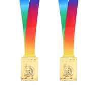 2pcs Student Reward Medals Prize Medals Rectangular Metal Judo Award with Ribbon Zinc Alloy Modern Aesthetics for Athletes Sports-related Events
