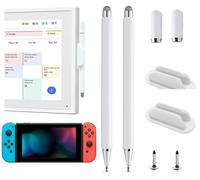 2Pcs Stylus and Holder for Skylight 15 inch Calendar, 2in1 Dual Tip Pen Compatible with Skylight 15.6-Inch,27-Inch Smart Digital Calendar with Holder Mount (2*Stylus+Holder White)