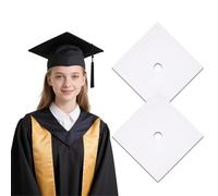 2pcs Sublimation Blank Grad Cap Topper, 9.25x9.25in DIY Graduation Cap Decoration, Sublimation Hardboard Blanks MDF Personalized Grad Gifts & Accessories for 2025 Graduate (Straight Corner)