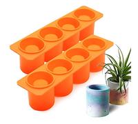 2Pcs Succulent Plants Pot Concrete Cement Mold Flower Pot Plaster Moulds Ice Shot Glass Molds Tea Light Candle Holder Pen Holder Resin Epoxy Casting Mold (Random Color)