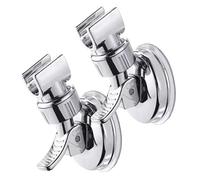 2PCS Suction Cup Shower Head Holder Adjustable Handheld Shower Head Holder with Chrome Polished Removable Suction Cup Bracket Ideal for Bathroom