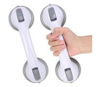 2PCS Suction Grab Bar for Bathtubs and Showers Sturdy PP Removable Shower Handrails Anti Slip Bathroom Safety Handle (White Grey)
