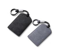 2Pcs Suede Key Card Holder with CardHolder Keyring, Soft Faux Suede, Slim Faux Leather Key Chain Card Sleeve, Soft ID Badge Holder Leather Lanyard cardholder, for Access Cards Office Travel