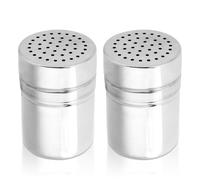 2Pcs Sugar Shaker, Stainless Steel Salt Shaker Spice Jar Dredge Shaker Seasoning Bottles Metal Shaker Bottle for Chocolate,Cocoa,Sugar,Flour Icing Sugar Duster Spice Bottle(S)