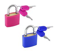 2PCS Suitcase Locks with Keys, 23mm Coloured Luggage Locks Suitcase Padlocks Mini Keyed Padlocks Travel Lock Small Padlocks for Suitcases Luggage Gym Locker Bag Rucksack School (Rose Red & Blue)