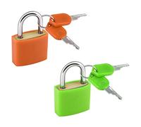 2PCS Suitcase Locks with Keys, 23mm Coloured Luggage Locks Suitcase Padlocks Mini Keyed Padlocks Travel Lock Small Padlocks for Suitcases Luggage Gym Locker Bag Rucksack School (Orange & Green)