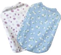 2PCS Summer Dog Cotton T Shirt Pet Tee Shirts Puppy Daisy Flower Prints Clothes Apparel for Small Dogs Cats