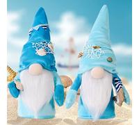2pcs Summer Gnome World Oceans Day Holiday Decoration Plush Faceless Collectible Doll Figurine Home Party Festival Handmade Gift Nautical Gnome Maritime Kitchen Tiered Tray Elf Tomte Swedish Dwarf
