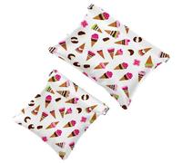 2Pcs Summer Ice Cream Watermelon-1508 Pocket Cosmetic Bag for Purses, Waterproof Makeup Bag Cosmetic Pouch, Portable No Zipper Makeup Bag, Multicolor 05, A：7.1x5.8in/18x14.8cm，B:4.7x4.5in/12x11.5cm