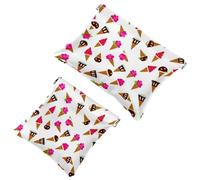 2Pcs Summer Ice Cream Watermelon-1508 Pocket Cosmetic Bag for Purses, Waterproof Makeup Bag Cosmetic Pouch, Portable No Zipper Makeup Bag, Multicolor 03, A：7.1x5.8in/18x14.8cm，B:4.7x4.5in/12x11.5cm