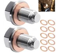 2Pcs Sump Plug, Sump Plug Washer, Oil Sump Plug - Magnetic Stainless Steel Drain Plug with 10 Washers for Engine Oil Pan Protection (2 Bolt + 10 Seals)