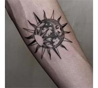 2pcs Sun And Moon Arm Juice Herbal Tattoo Stickers For Men And Women, Semi-permanent Non-reflective, Waterproof, Lasting 2 Weeks, Fake Tattoos