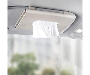 2Pcs Sun Visor Tissue Box Holder Dispenser for Kia Soul 2020 2021 2022 2023, Automobile Interior Organisation Accessories Vehicle Storage Case,Beige