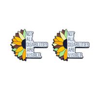 2Pcs Sunflower Disability Awareness Pin - Not All Disabilities Are Visible Enamel Badge, Hidden Disabilities Support Brooch for Inclusion Advocacy