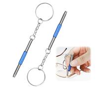 2Pcs Sunglass Glasses Repair Tool Kit, Mini 3 in 1 Eyeglass Screwdriver Repair Kit, Multifunction Spectacle Repair Kit, with Keychain, for Glasses, Keychain, Watch, Jewelry (Phillips, Hex, Flat Head)