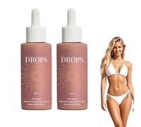 2Pcs Sunless Tanning Drops, Bronzing Tan Enhancer Drops for Face & Body, Self Tanner for Natural Sun-Kissed Glow, Enhances Skin Tone, Vegan, for All Skin Types (I)