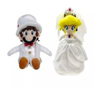 (2PCS) Super Mario Odyssey Wedding Mario Peach Princess Bowser Koopa Plush Toy Doll UK