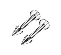 2PCS Surgical Steel Labret 16g 3mm Spike Cone Monroe Tragus Cartilage Spiderbite Earrings Lip Piercing Jewelry Pick Size, Stainless Steel, no gemstone