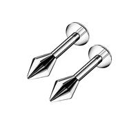 2PCS Surgical Steel Labret 16g 4mm Ball Sylo Shap Monroe Tragus Cartilage Spiderbite Earrings Lip Piercing Jewelry Pick Size, Stainless Steel, no gemstone