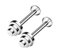 2PCS Surgical Steel Labret 16g 8mmx5mm Step Monroe Tragus Cartilage Spiderbite Earrings Piercing Jewelry Pick Size, Stainless Steel, no gemstone